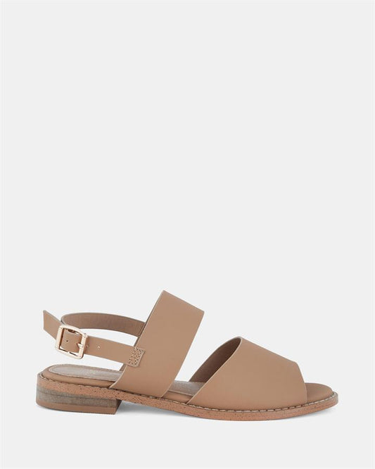 Image of Sandals. Product name - Tails Women's Strappy Flat CAMEL Novo Sandals in Camel colour by brand - NOVO