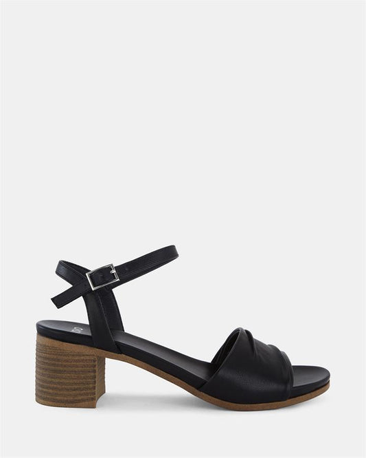 Image of Sandals. Product name - Urang Women's Strappy Low Heel BLACK Novo Sandals in Black colour by brand - NOVO