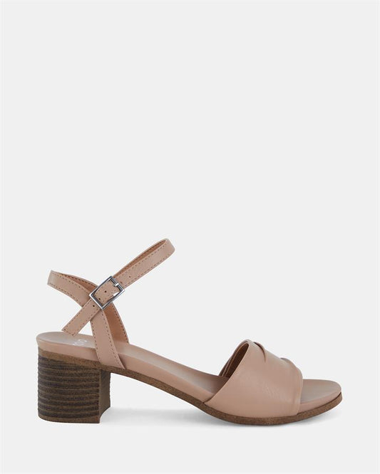 Image of Sandals. Product name - Urang Women's Strappy Low Heel NUDE Novo Sandals in Nude colour by brand - NOVO