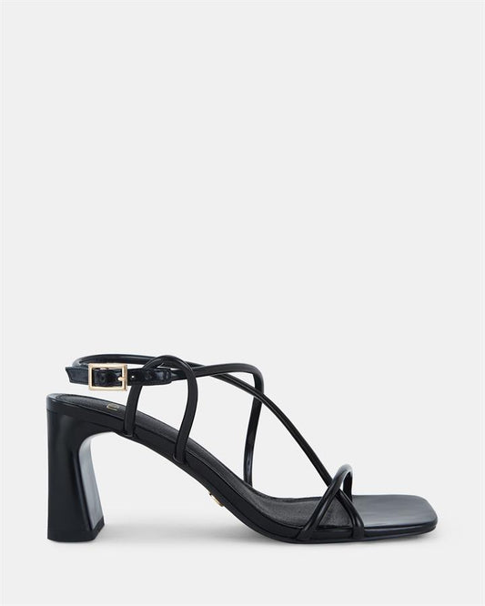 Image of Sandals. Product name - Ussana Women's Strappy Low Heel BLACK Novo Sandals in Black colour by brand - NOVO