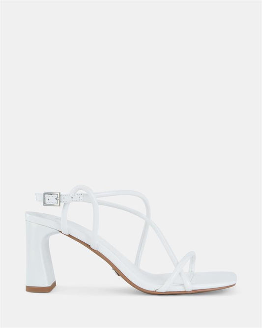 Image of Sandals. Product name - Ussana Women's Strappy Low Heel WHITE Novo Sandals in White colour by brand - NOVO