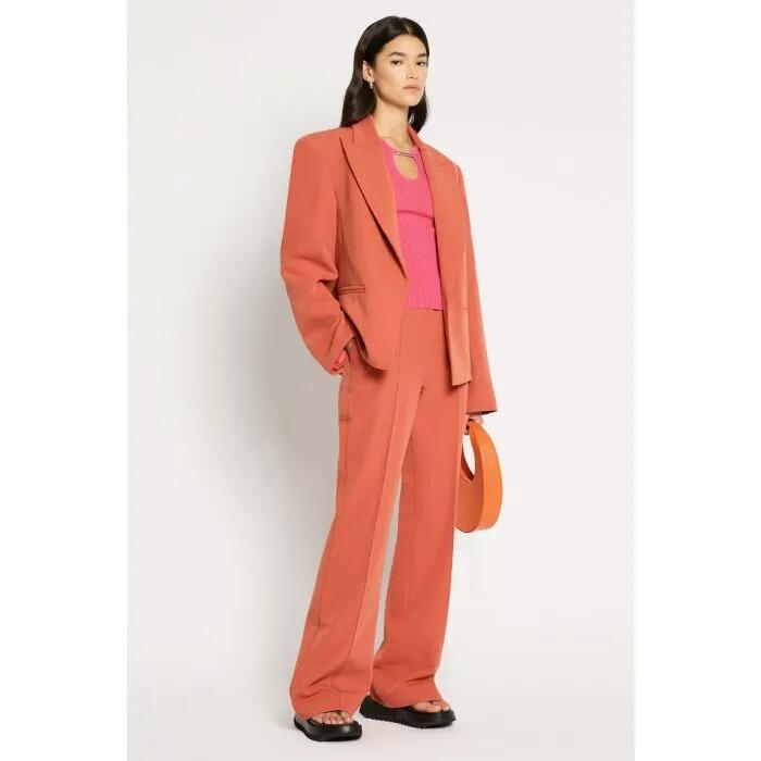 Image of a model wearing Outerwear. Productname: Ambush Oversized Blazer in ROSEWOOD colour by brand - sass and bide