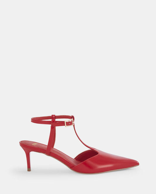 Image of Shoes. Product name - Invergio Women's Court Low Heel Red Patent Novo Court in Red Patent colour by brand - NOVO