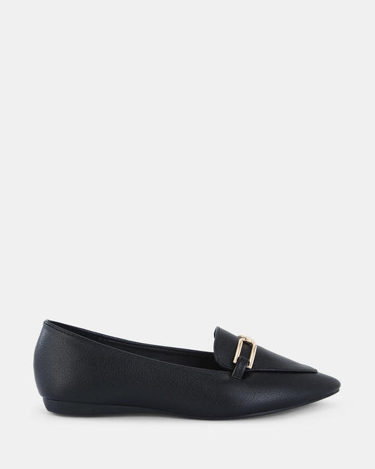 Image of Flats. Product name - Cremona Women's Casual Flat Closed BLACK Novo Casual in Black colour by brand - NOVO