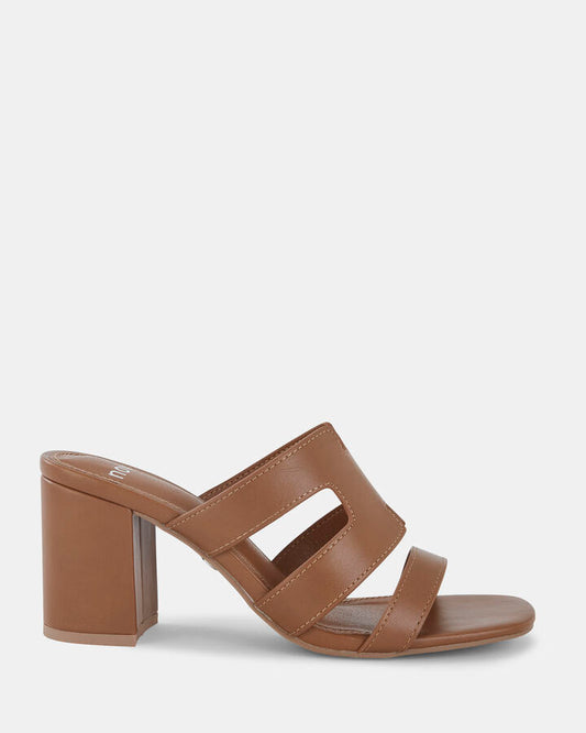 Image of Sandals. Product name - Freddy Women's Peep Toe CARAMEL Novo Sandals in Caramel colour by brand - NOVO