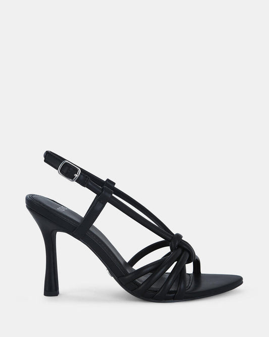 Image of Sandals. Product name - Lionel Women's Strappy High Heel BLACK Novo Sandals in Black colour by brand - NOVO