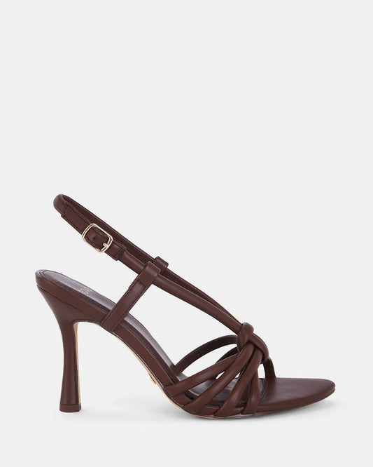 Image of Sandals. Product name - Lionel Women's Strappy High Heel MILK CHOCOLATE Novo Sandals in Milk Chocolate colour by brand - NOVO