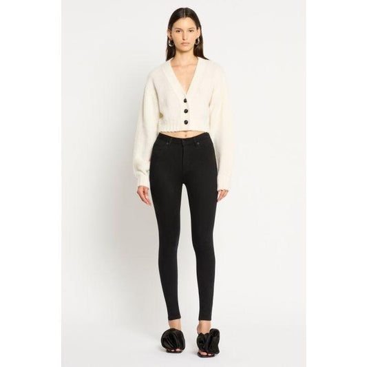 Image of a model wearing Denim. Productname: Archer Jean in Black colour by brand - sass and bide