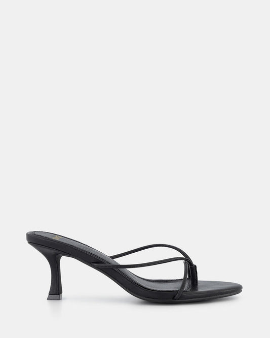 Image of Sandals. Product name - Urbe Women's Strappy Low Heel BLACK Novo Sandals in Black colour by brand - NOVO