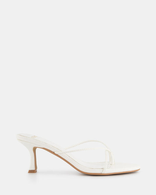 Image of Sandals. Product name - Urbe Women's Strappy Low Heel WHITE Novo Sandals in White colour by brand - NOVO