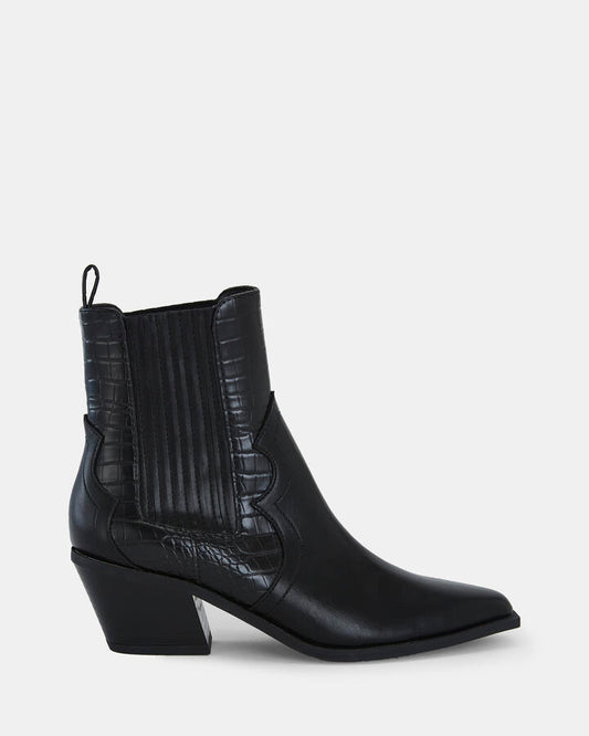 Image of Boots. Product name - Hoggle Women's Boot Low-Mid Heel BLACK Novo Boots in Black colour by brand - NOVO
