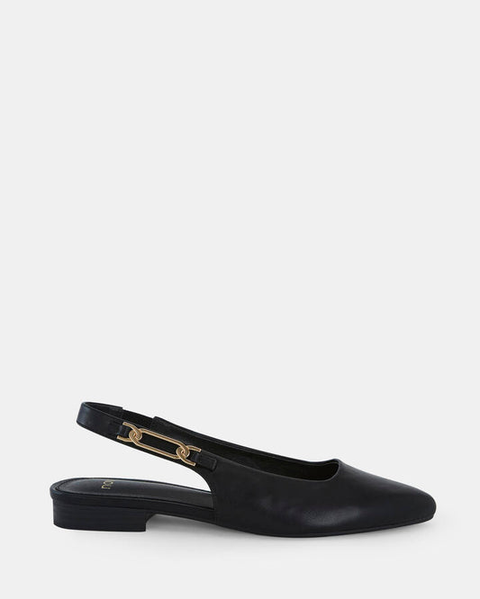 Image of Flats. Product name - Collegno Women's Casual Flat Closed BLACK Novo Casual in Black colour by brand - NOVO