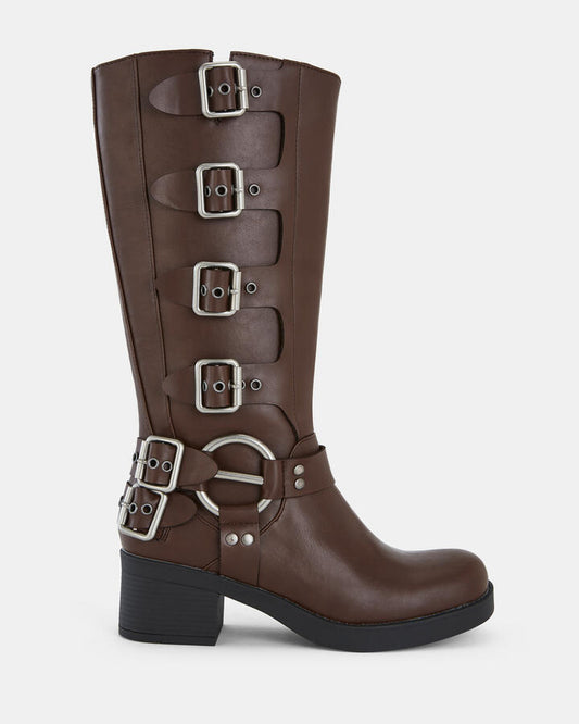 Image of Boots. Product name - Ducati Women's Boot Low-Mid Heel TAN Novo Boots in Tan colour by brand - NOVO