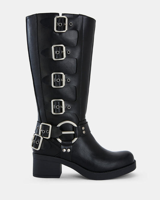 Image of Boots. Product name - Ducati Women's Boot Low-Mid Heel BLACK Novo Boots in Black colour by brand - NOVO