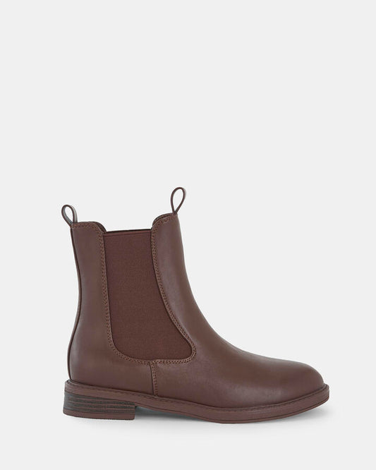 Image of Boots. Product name - Damo Women's Boot Flat MILK CHOCOLATE Novo Boots in Milk Chocolate colour by brand - NOVO