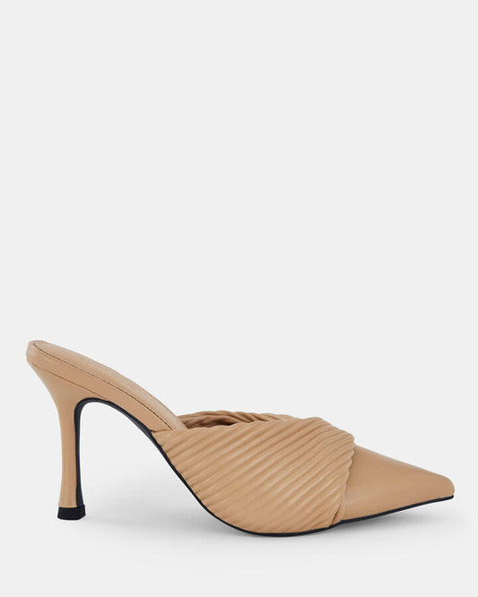 Image of Sandals. Product name - Power Mt Women's Strappy High Heel Sand Novo Sandals in Sand colour by brand - NOVO