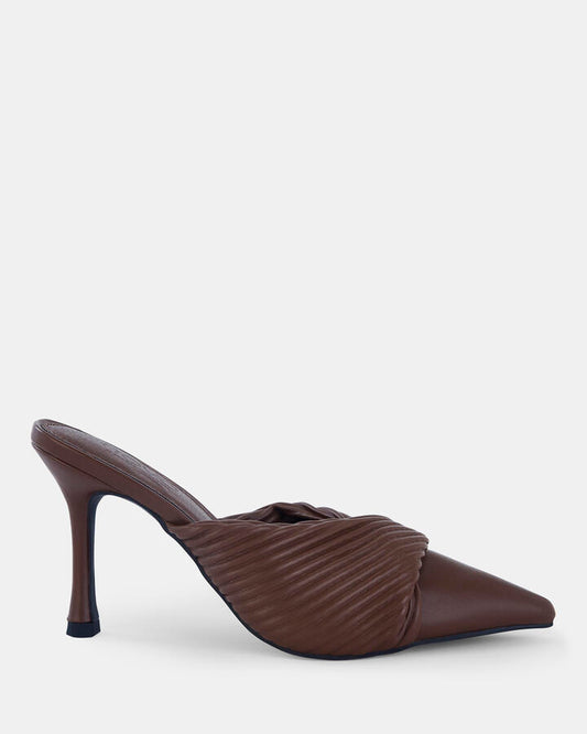 Image of Sandals. Product name - Power Mt Women's Strappy High Heel MILK CHOCOLATE Novo Sandals in Milk Chocolate colour by brand - NOVO