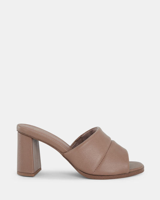 Image of Sandals. Product name - Frosty Women's Peep Toe ALMOND Novo Sandals in Almond colour by brand - NOVO