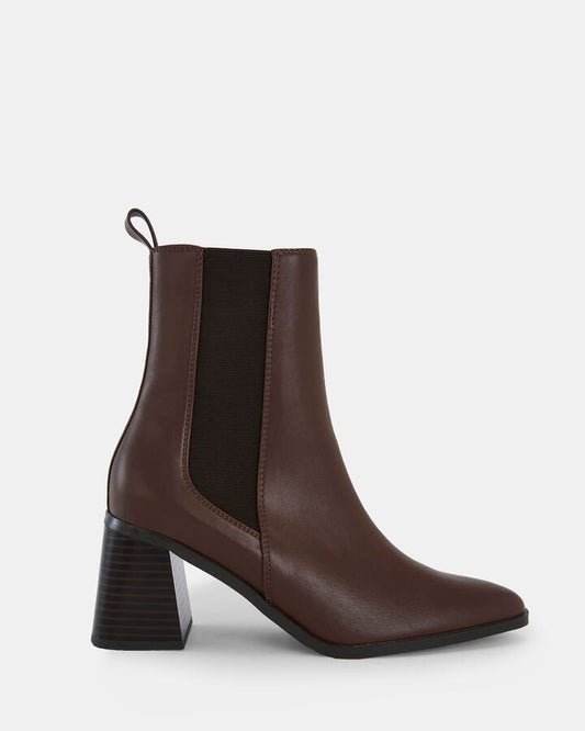 Image of Boots. Product name - Hari Women's Boot High Heel MILK CHOCOLATE Novo Boots in Milk Chocolate colour by brand - NOVO