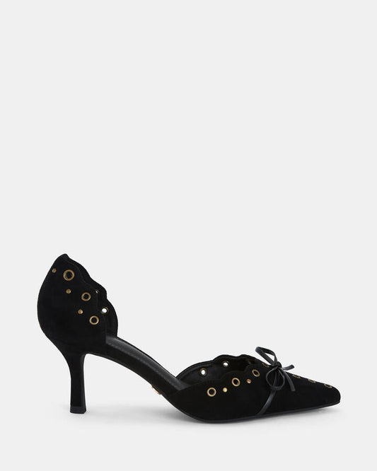 Image of Shoes. Product name - Illasi Women's Court Low Heel BLACK Novo Court in Black colour by brand - NOVO