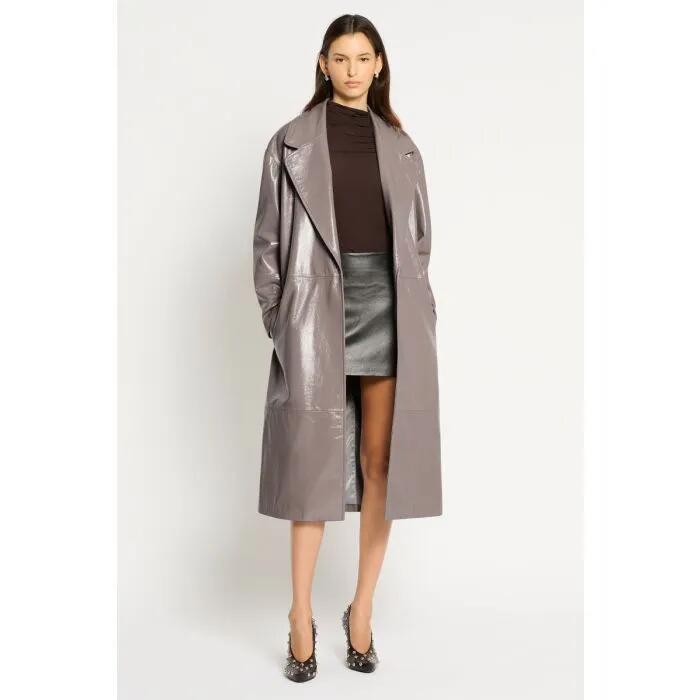 Image of a model wearing Outerwear. Productname: Antidote Trench in TAUPE colour by brand - sass and bide