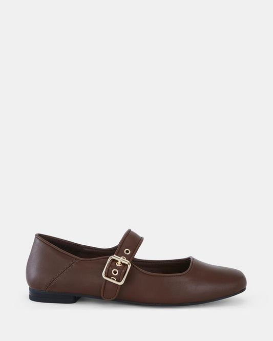 Image of Flats. Product name - Cesena Women's Casual Flat Closed MILK CHOCOLATE Novo Casual in Milk Chocolate colour by brand - NOVO