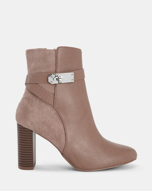 Image of Boots. Product name - Kobie Women's Boot High Heel ALMOND Novo Boots in Almond colour by brand - NOVO