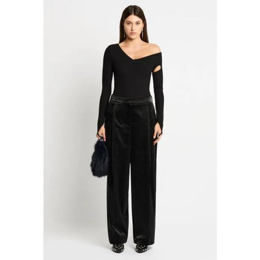 Image of a model wearing Tops. Productname: Henri Bodysuit in Black colour by brand - sass and bide
