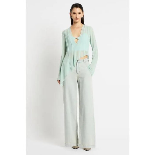 Image of a model wearing Tops. Productname: Polaris Top in Blue colour by brand - sass and bide