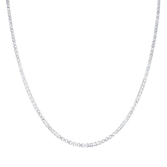 Image of Necklaces. Product name - 55cm 1.5mm Width Box Chain Necklace in Sterling Silver in colour by brand - Bevilles