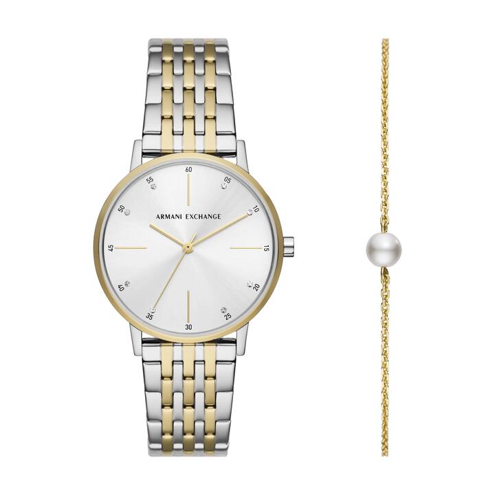 Image of Bracelets. Productname: Armani Exchange Three-Hand Two-Tone Stainless Steel Watch and Bracelet Set AX7156SET in Watch colour by brand - Armani Exchange