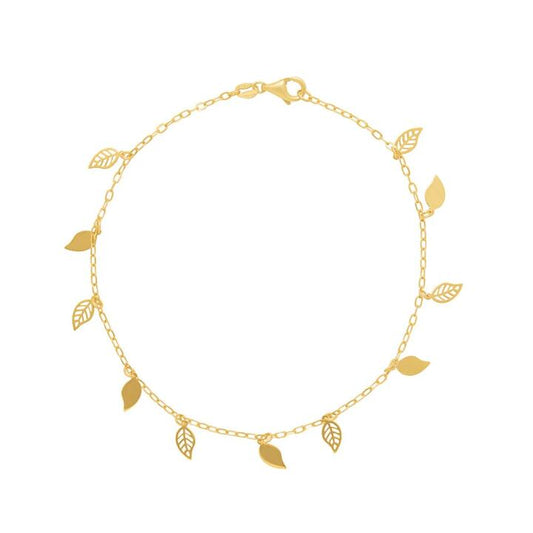 Image of Bracelets. Productname: Athena 19cm Filigree Mix Leaf Bracelet in 9kt Yellow Gold in Gold colour by brand - Bevilles
