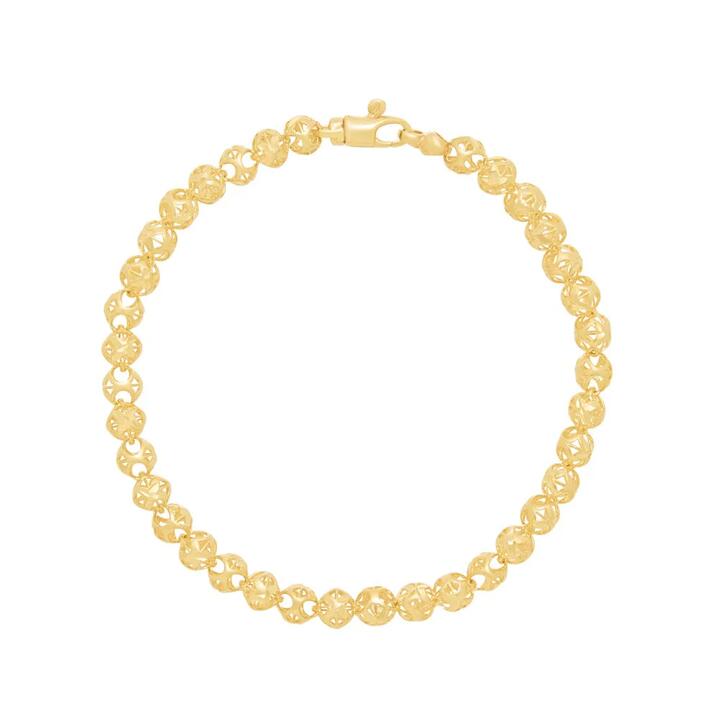 Image of Bracelets. Productname: Athena 19cm Beaded Chain Bracelet in 9kt Yellow Gold in Gold colour by brand - Bevilles