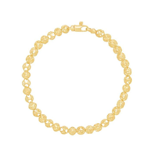 Image of Bracelets. Productname: Athena 19cm Beaded Chain Bracelet in 9kt Yellow Gold in Gold colour by brand - Bevilles