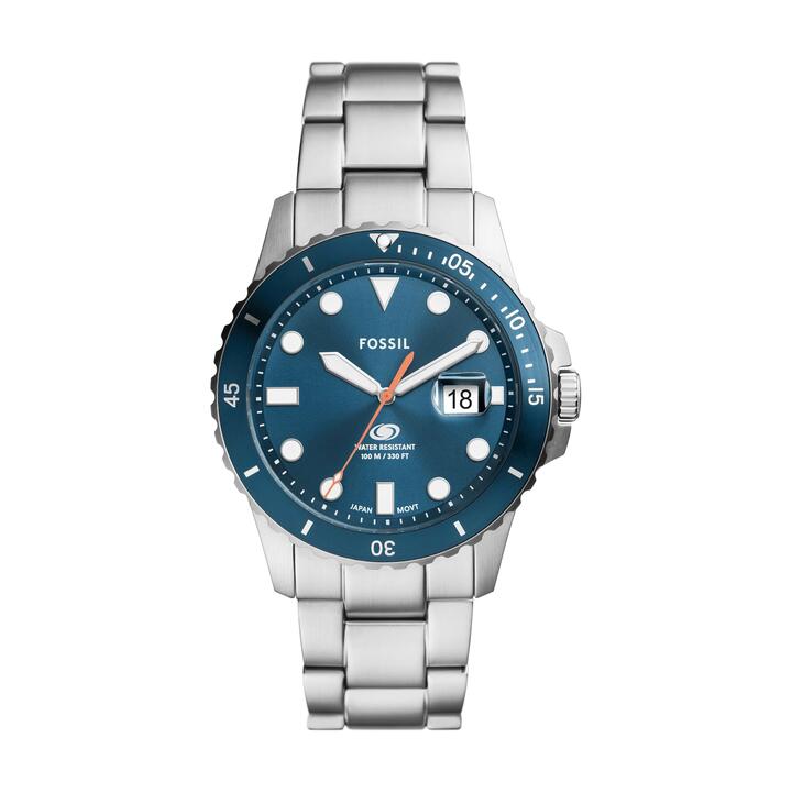 Image of Watches. Productname: Fossil Blue Dive Three-Hand Date Stainless Steel Watch FS6050 in Watch colour by brand - Fossil