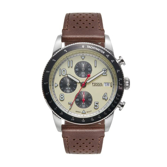 Image of Watches. Productname: Fossil Sport Tourer Chronograph Brown LiteHide Leather Watch FS6042 in Watch colour by brand - Fossil