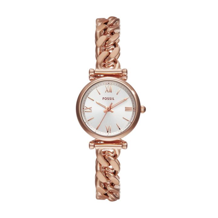 Image of Watches. Productname: Fossil Carlie Three-Hand Rose Gold-Tone Stainless Steel Watch ES5330 in Watch colour by brand - Fossil