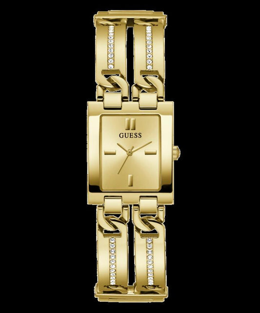 Image of Bracelets. Productname: Guess Mod Id Polished Gold Tone Case Sunray Champagne Dial And Polished Gold Tone Bracelet With Crystals And Adjustable G Links GW0668L2 in Watch colour by brand - Guess