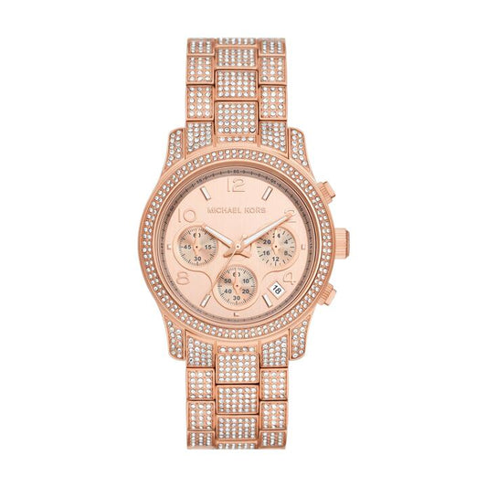Image of Watches. Productname: Michael Kors Runway Chronograph Rose Gold-Tone Stainless Steel Watch MK7481 in Watch colour by brand - Michael Kors