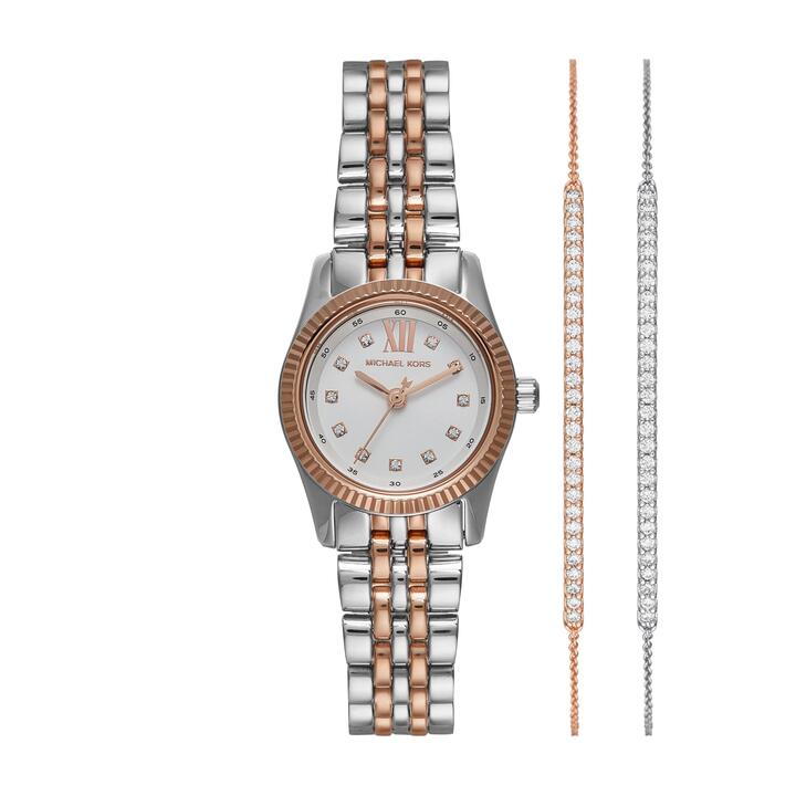 Image of Bracelets. Productname: Michael Kors Lexington Three-Hand Two-Tone Stainless Steel Watch and Bracelets Gift Set MK4817SET in Watch colour by brand - Michael Kors