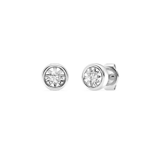 Image of Earrings. Productname: Mirage Stud Earrings with 0.30tw of Laboratory-Grown Diamonds in Sterling Silver and Platinum in colour by brand - Bevilles