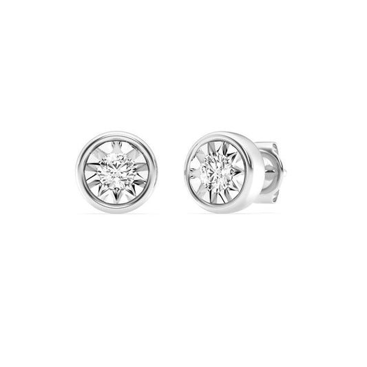 Image of Earrings. Productname: Mirage Stud Earrings with 1.00tw of Laboratory-Grown Diamonds in Sterling Silver and Platinum in Diamond colour by brand - Bevilles