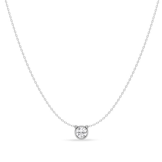 Image of Necklaces. Productname: Mirage Slider Necklace with 1.00ct of Laboratory Grown Diamonds in Sterling Silver and Platinum in Diamond colour by brand - Bevilles
