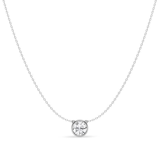 Image of Necklaces. Productname: Mirage Slider Necklace with 2.00ct of Laboratory Grown Diamonds in Sterling Silver and Platinum in Diamond colour by brand - Bevilles