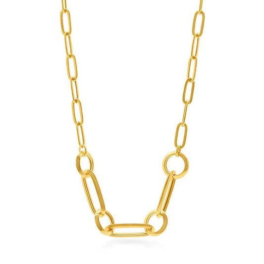 Image of Necklaces. Productname: Paperclip Chain Necklace in 9kt Yellow Gold in Gold colour by brand - Bevilles