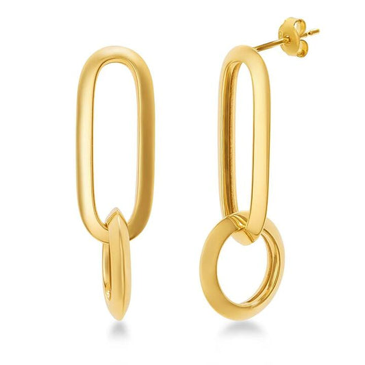 Image of Earrings. Productname: Paperclip Drop Earrings in 9kt Yellow Gold in Gold colour by brand - Bevilles