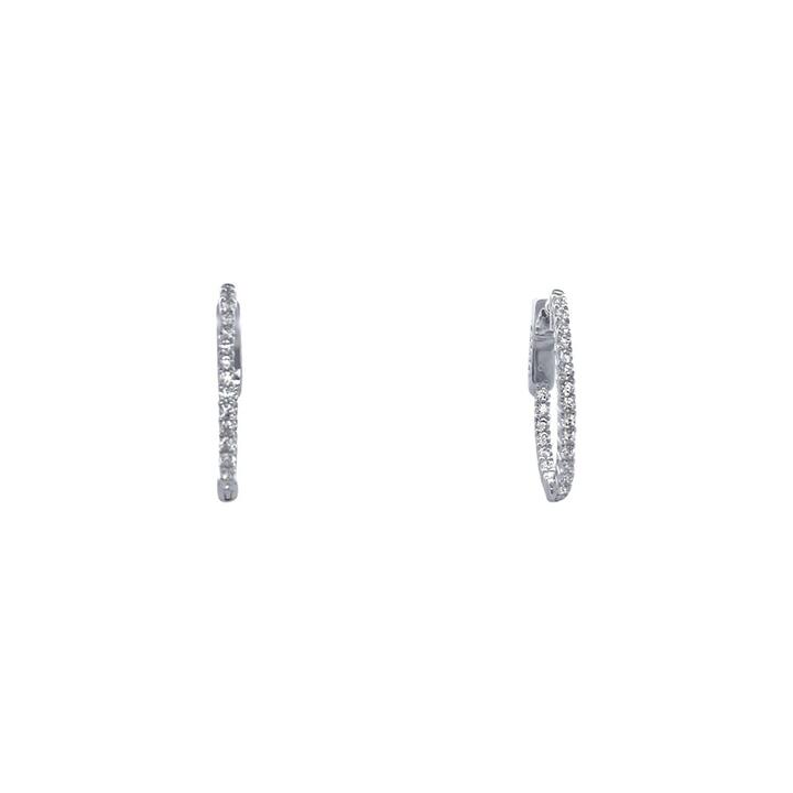 Image of Earrings. Productname: Oval Hoop Earrings with Cubic Zirconia in Sterling Silver in Silver colour by brand - Bevilles