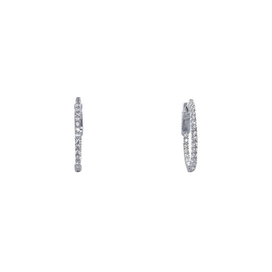 Image of Earrings. Productname: Oval Hoop Earrings with Cubic Zirconia in Sterling Silver in Silver colour by brand - Bevilles