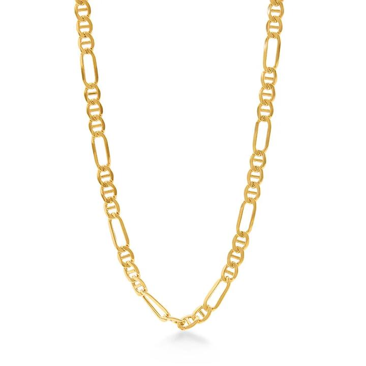 Image of Necklaces. Productname: Mariner Figaro Chain Necklace 45cm in 9kt Yellow Gold in Gold colour by brand - Bevilles