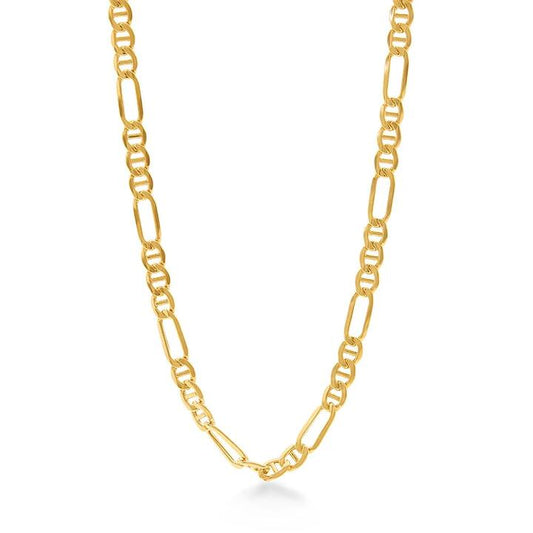 Image of Necklaces. Productname: Mariner Figaro Chain Necklace 45cm in 9kt Yellow Gold in Gold colour by brand - Bevilles